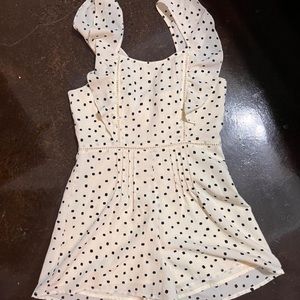 Amuse Society White Romper with Black Polka Dots
